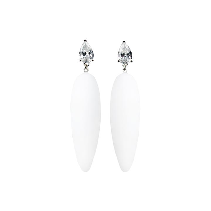 NYMPHE EARRINGS WITH WHITE STONE AND WHITE RUBBER  149€